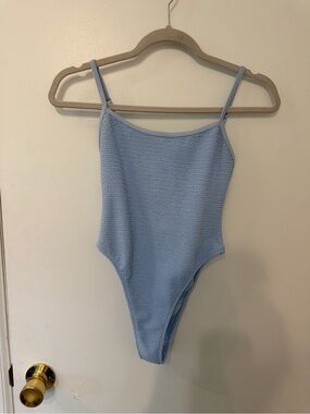 Light Blue Girls' Textured One-Piece Swimsuit